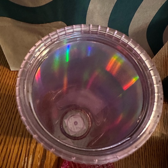 Starbucks 2023 Iridescent Pink Silver ‘Bubblegum Grid’ Cold Cup Tumbler - Picture 2 of 8